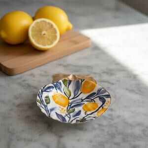 Citrus Lemon Trinket Dish, Lemon Decor, Watercolor Ring Holder, Hostess Gift